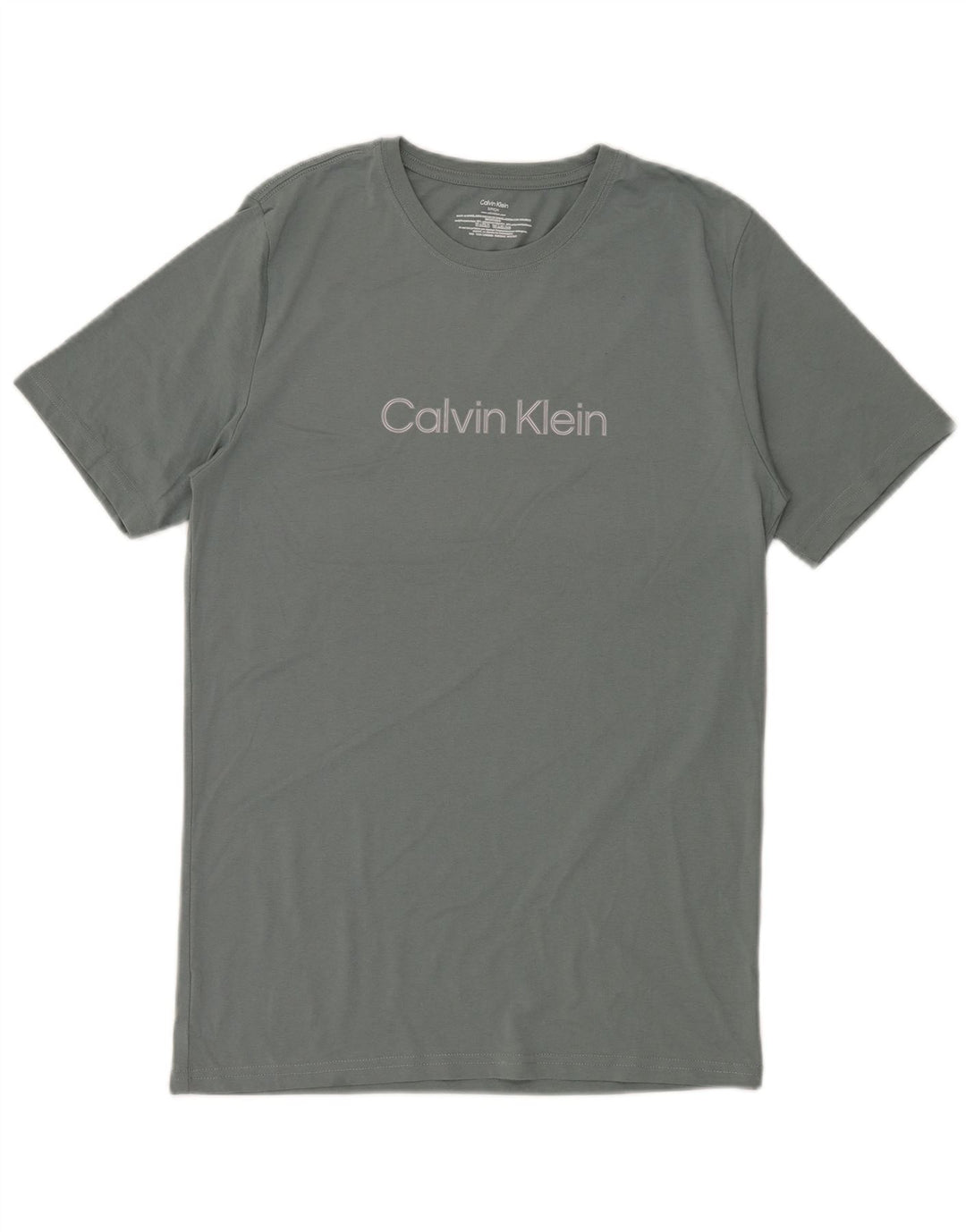 Calvin Klein Camiseta masculina gráfica top pequeno algodão cinza