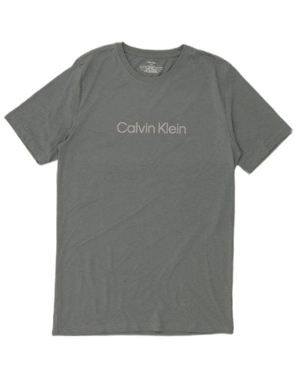 Calvin Klein Camiseta masculina gráfica top pequeno algodão cinza