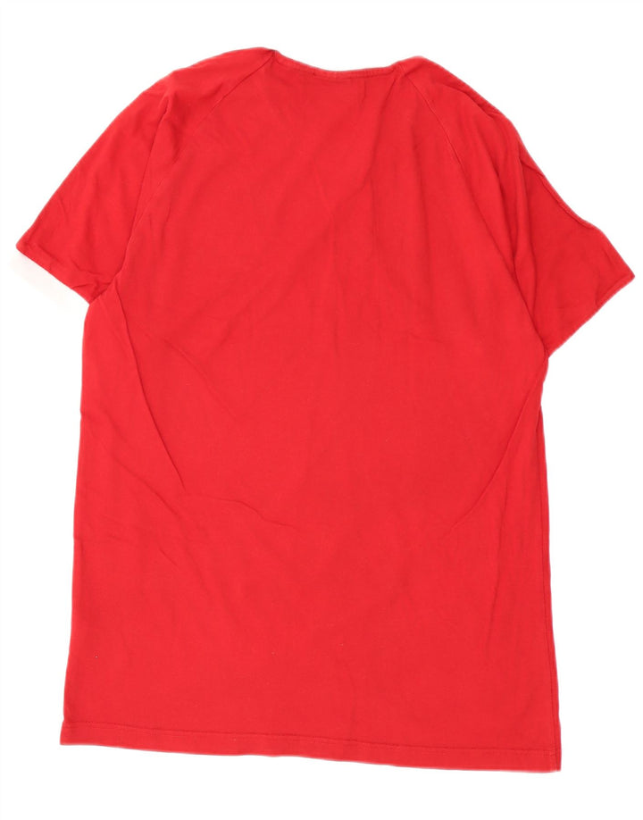 Adidas Mens Camiseta Top Grande Algodão Vermelho