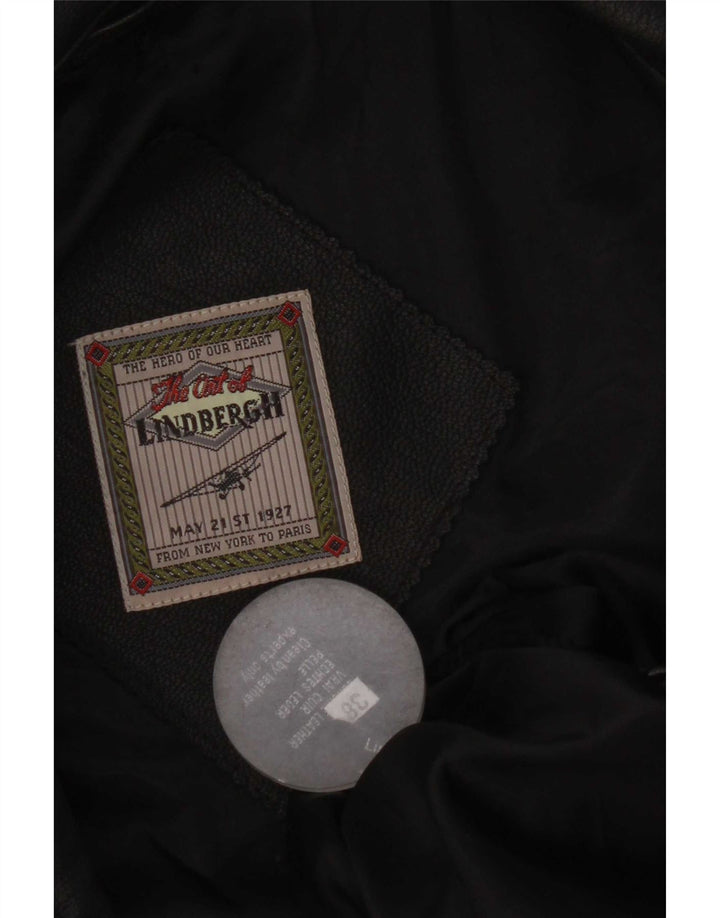 Colete de couro feminino vintage EU 38 médio preto