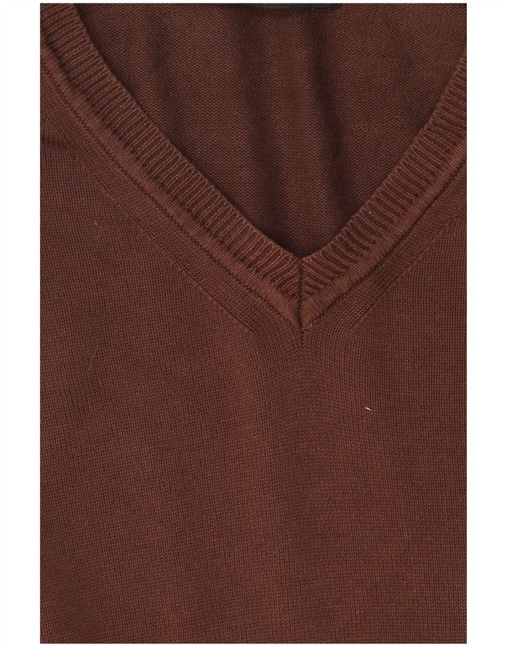 Zara Suéter masculino com decote em V XL algodão marrom