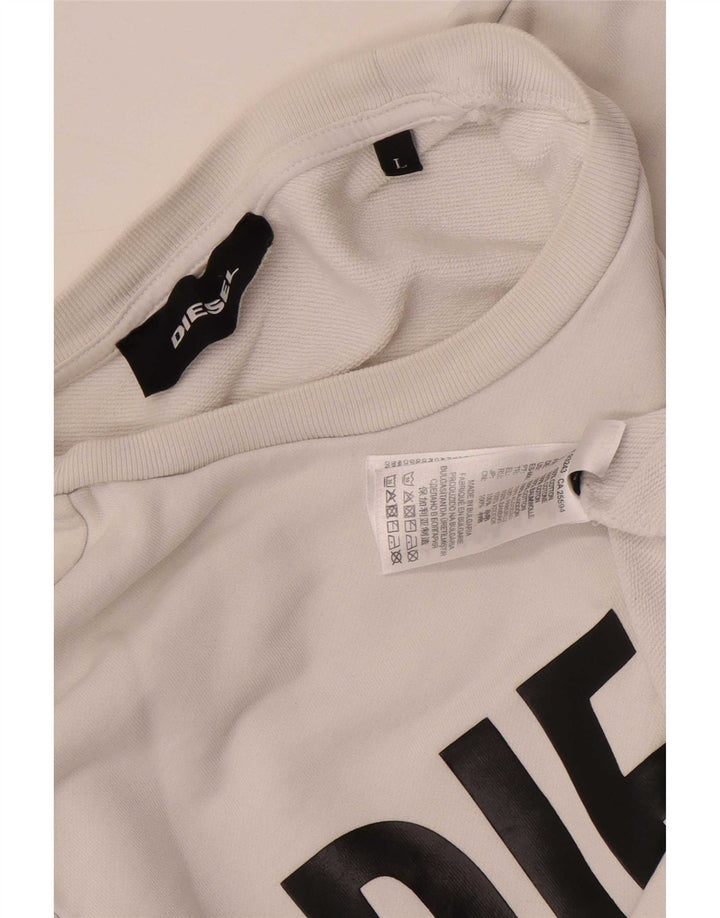 Diesel masculino moletom gráfico jumper grande algodão branco