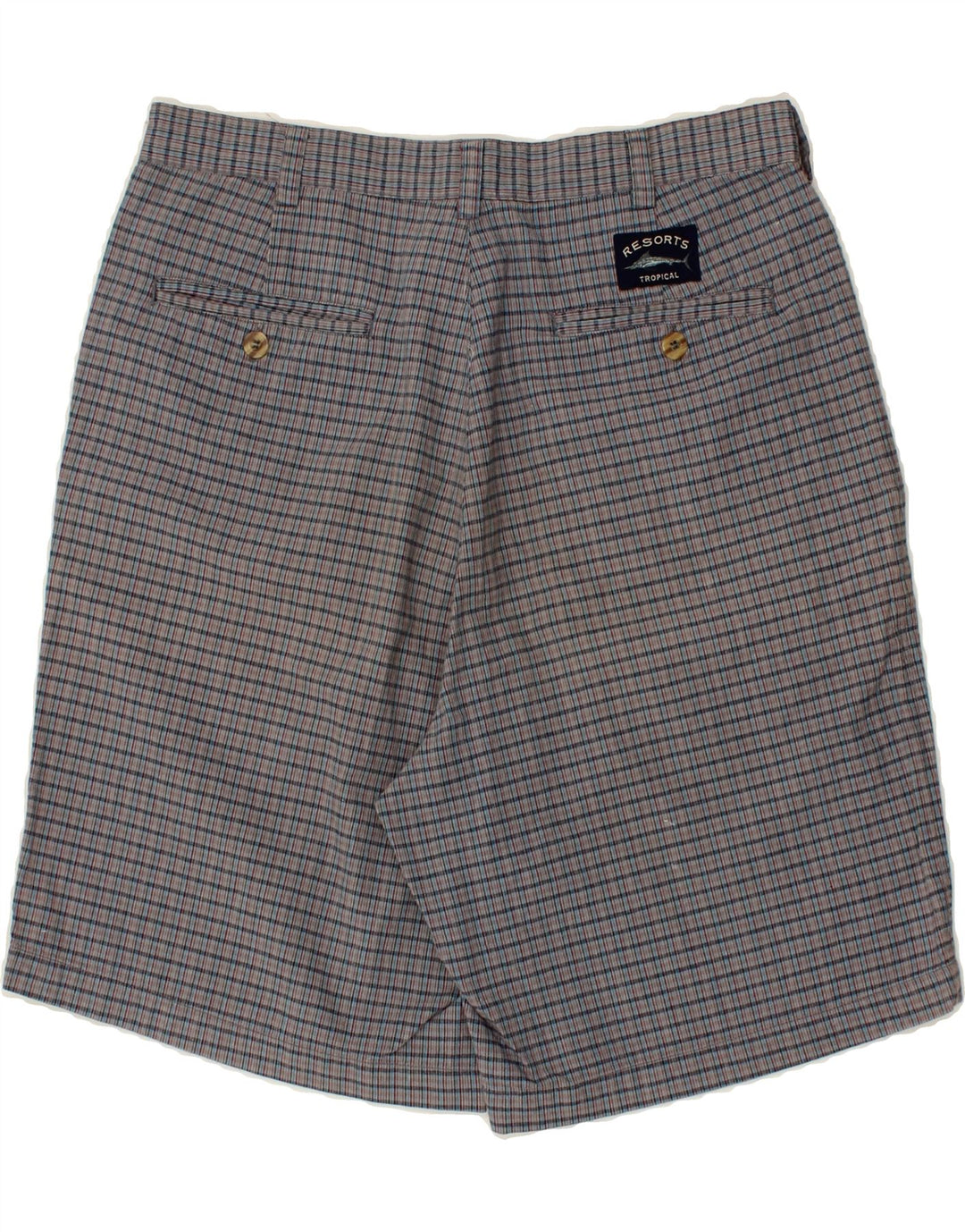 Shorts Chino masculino VINTAGE W32 algodão xadrez cinza médio
