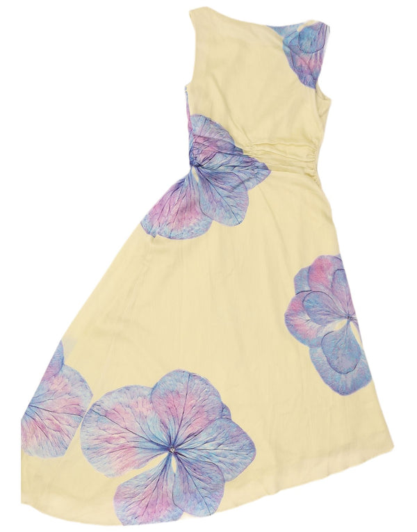 Vestido feminino assimétrico sem mangas Warehouse UK 6 XS amarelo floral