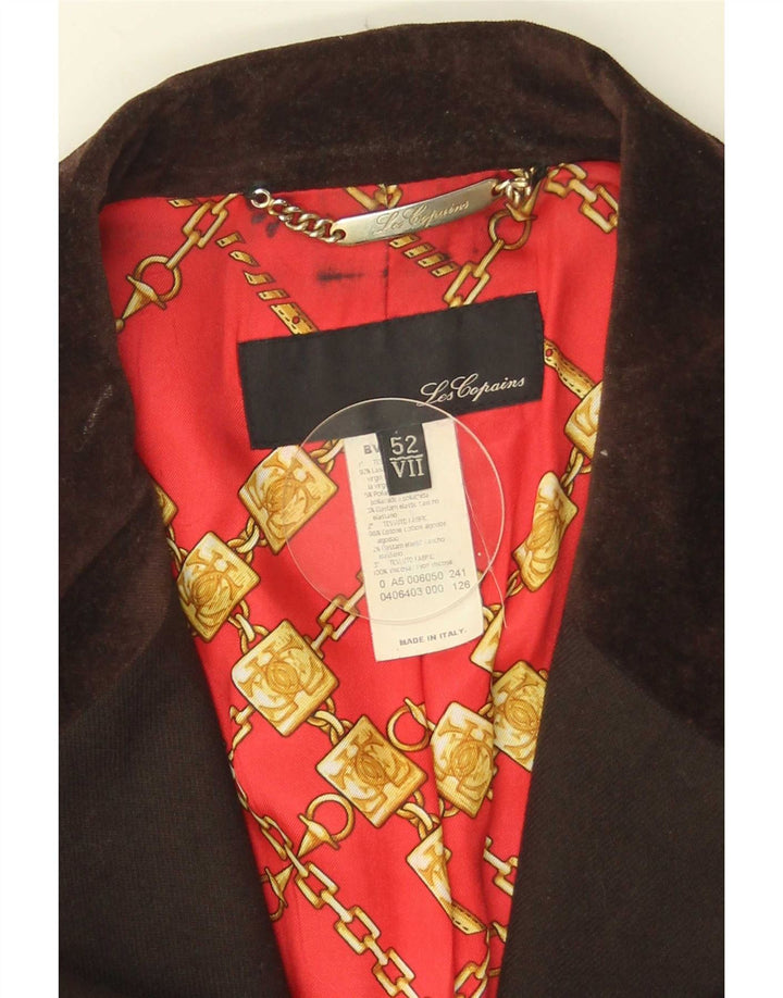 Jaqueta blazer feminina Les Copains com 3 botões IT 52 2XL lã virgem marrom