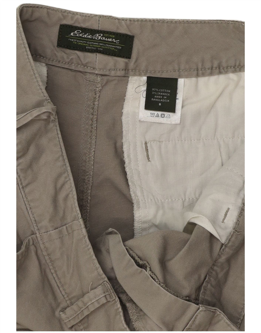 Calça feminina EDDIE BAUER reta cortada EUA 8 médio W32 L23 cinza
