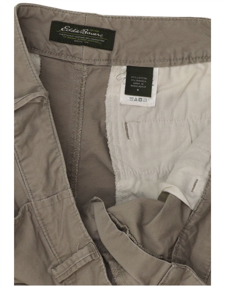 Calça feminina EDDIE BAUER reta cortada EUA 8 médio W32 L23 cinza