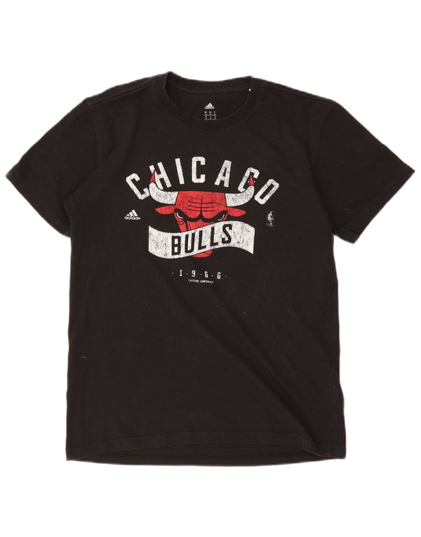 ADIDAS Mens Chicago Bulls Graphic T-Shirt Top Pequeno Algodão Preto
