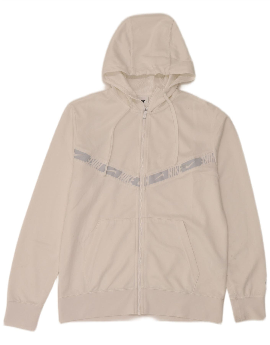 Suéter Nike masculino com capuz e zíper gráfico médio branco poliéster colorblock