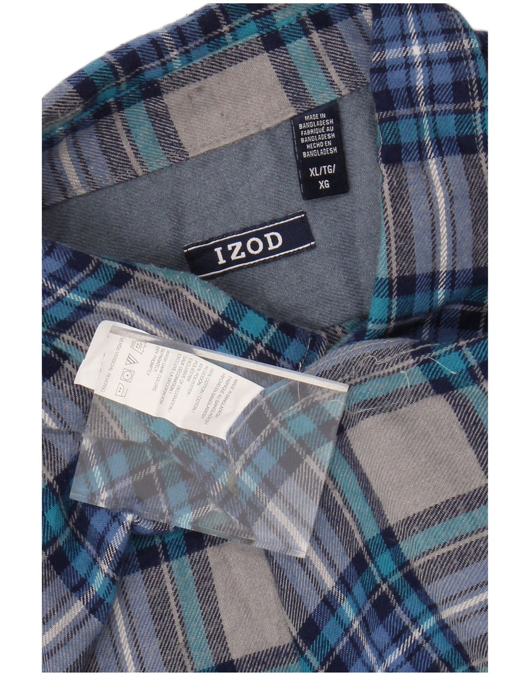 Camisa masculina de flanela IZOD XL algodão xadrez azul