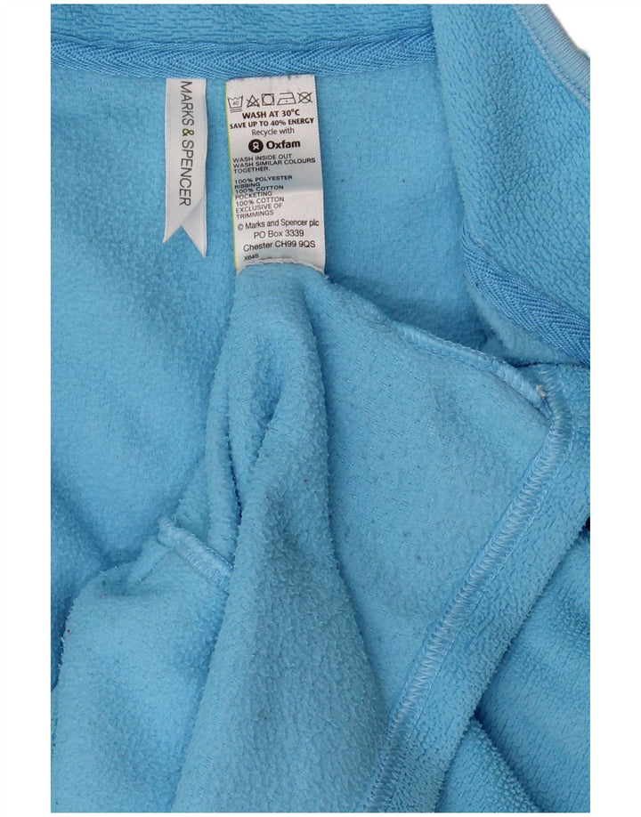 Jaqueta de lã feminina Marks & Spencer Reino Unido 14 grande poliéster azul