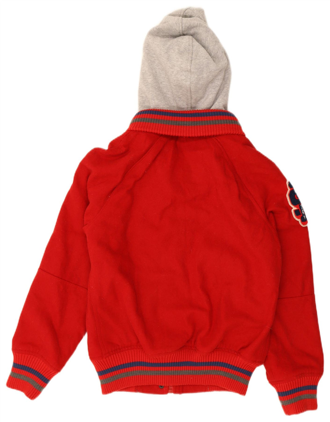 Jaqueta feminina Superdry com capuz gráfico Varsity Reino Unido 16 grande bloco colorido vermelho