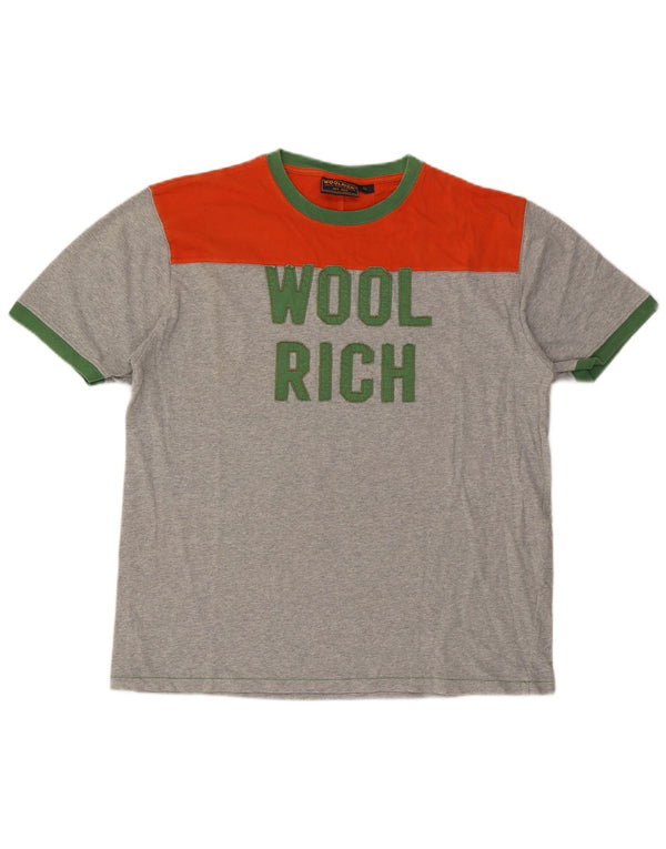 Camiseta masculina Woolrich com estampa gráfica XL cinza colorblock algodão