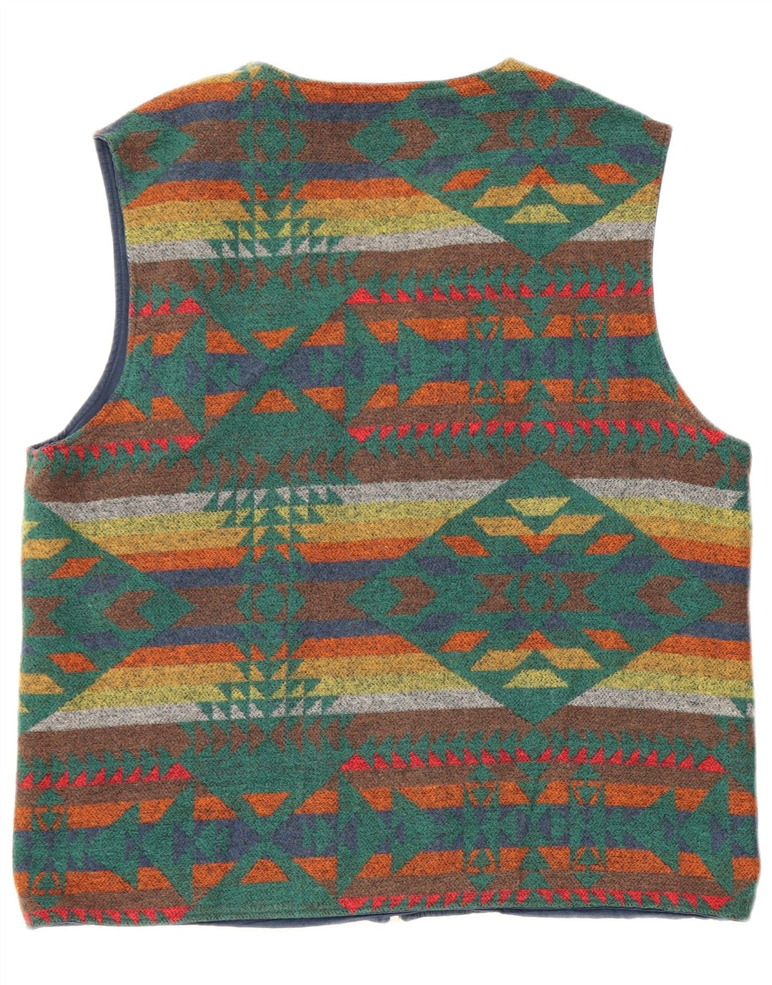 Colete vintage masculino reversível grande multicolorido Fair Isle
