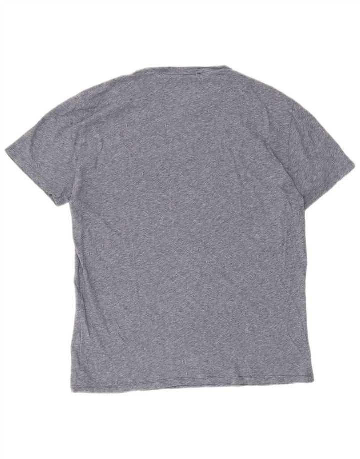 Camiseta masculina Lacoste Regular Fit tamanho 4 algodão manchado azul médio