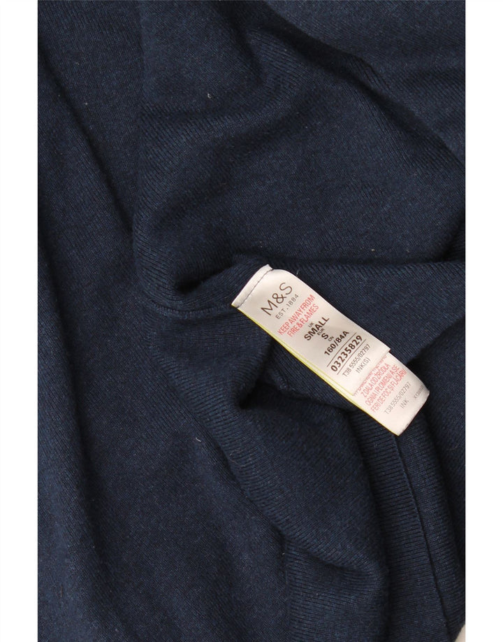 Suéter cardigã aberto feminino Marks & Spencer Longline Reino Unido 10 pequeno azul marinho