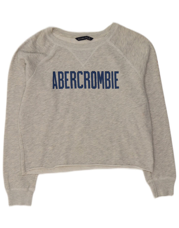 Suéter gráfico feminino Abercrombie & Fitch Reino Unido 10 pequeno cinza