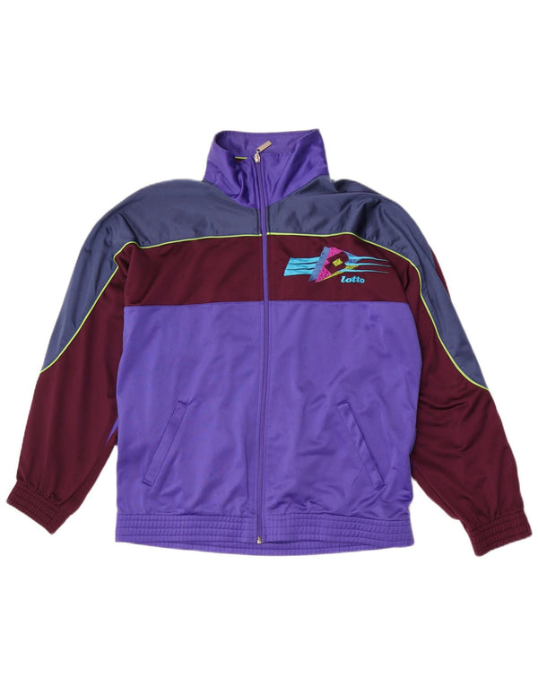 Lotto Mens Graphic Tracksuit Top Jacket Médio Roxo Colorblock Poliéster