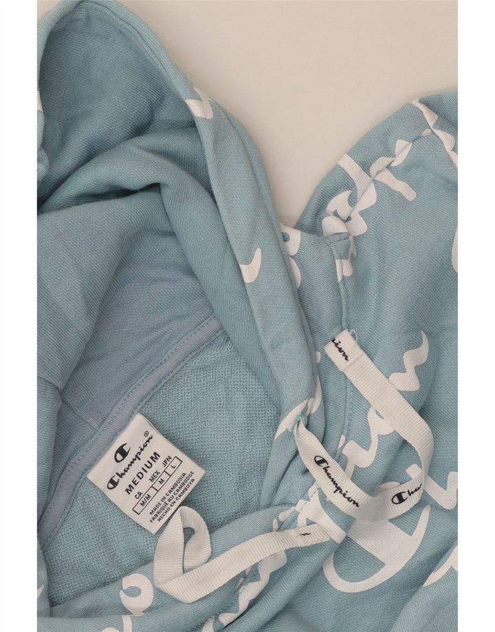 CHAMPION Suéter com capuz gráfico feminino UK 12 azul médio