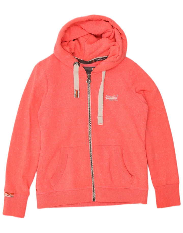 Suéter feminino Superdry com capuz e zíper Reino Unido 16 grande poliéster rosa