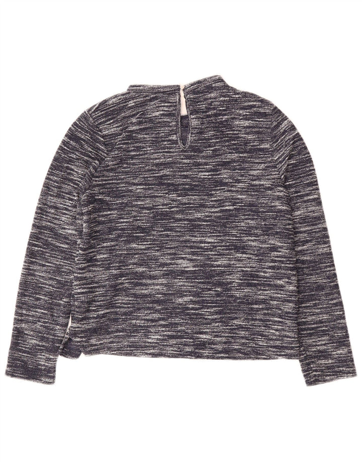 Blusa feminina de manga comprida Oasis UK 14 médio azul marinho manchado