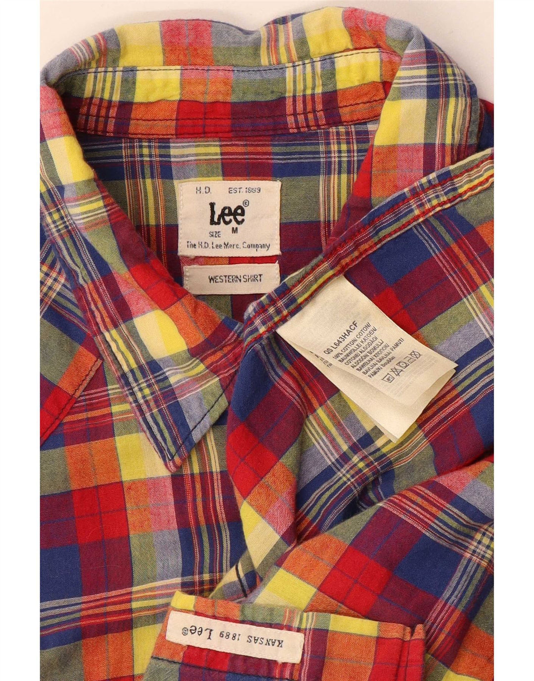 Camisa masculina ocidental Lee médio algodão xadrez vermelho