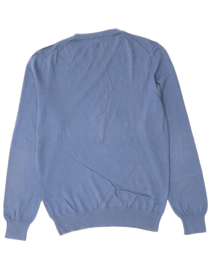 Suéter masculino BENETTON com gola redonda e algodão azul pequeno
