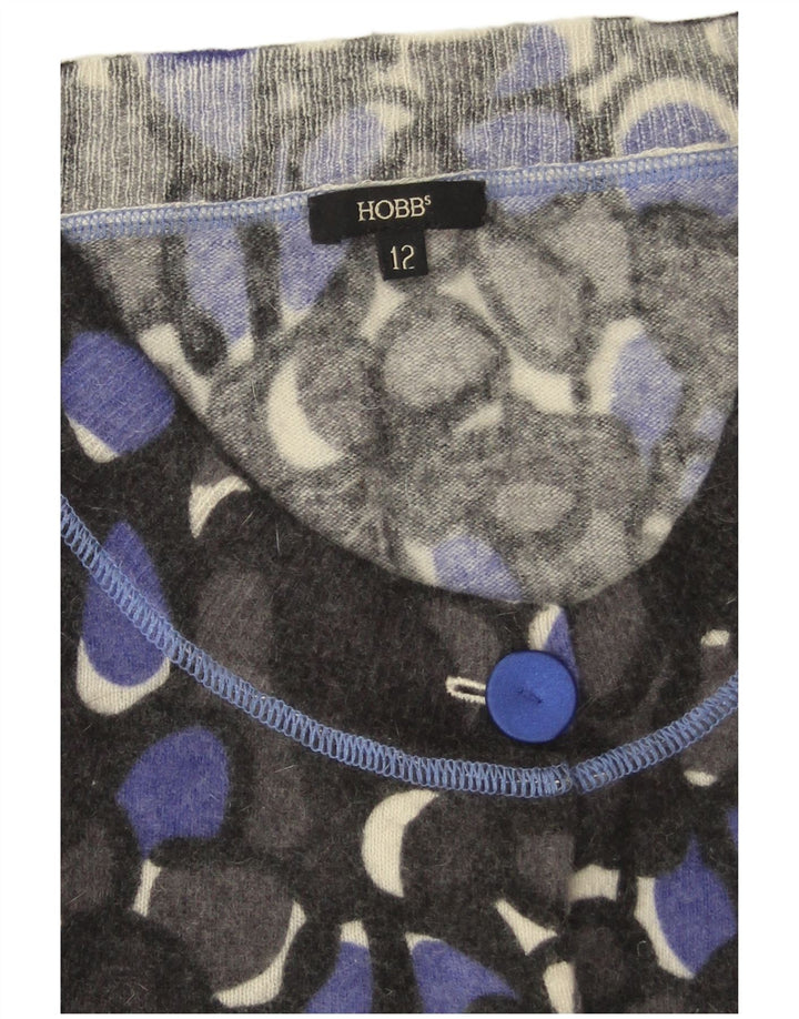 Suéter cardigã feminino Hobbs Reino Unido 12 lã de cordeiro floral cinza médio