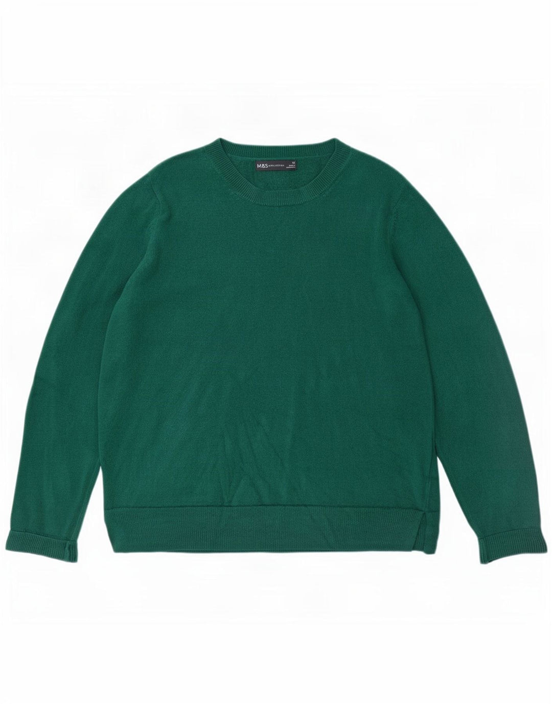 Suéter feminino Marks & Spencer com gola redonda Reino Unido 14 acrílico verde médio