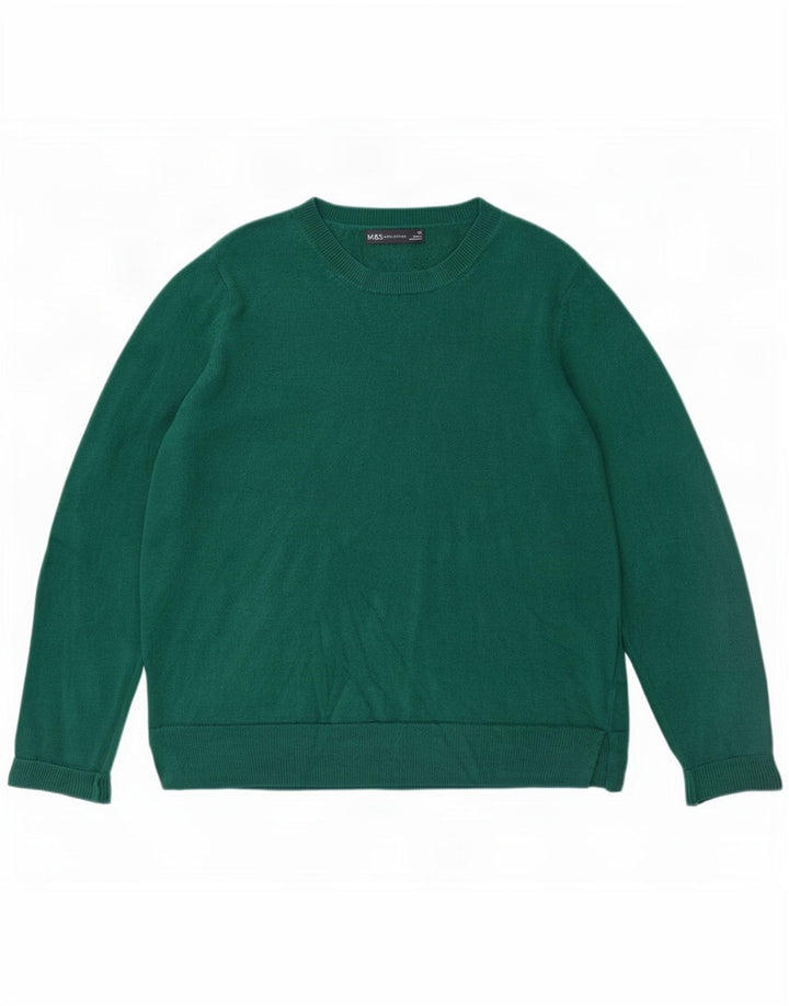 Suéter feminino Marks & Spencer com gola redonda Reino Unido 14 acrílico verde médio