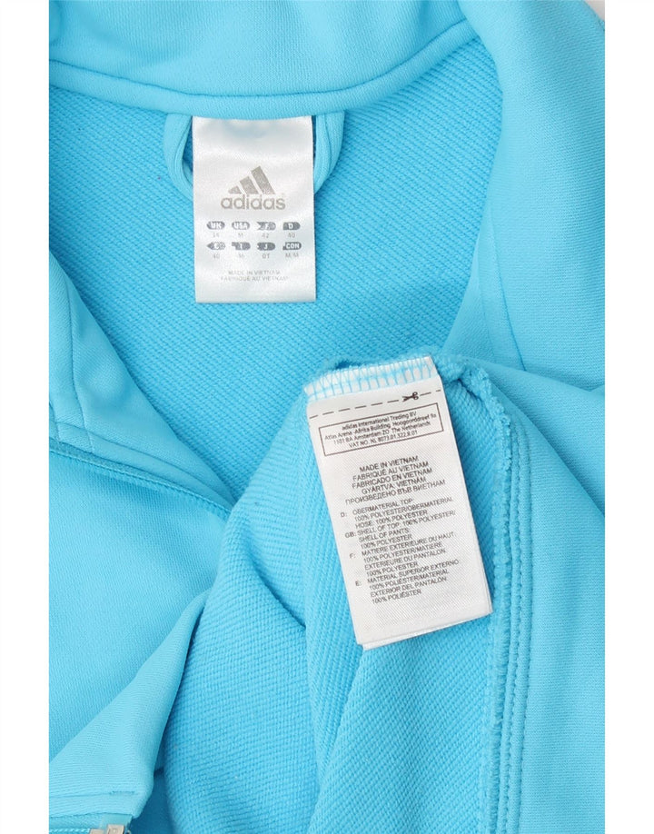 Adidas Womens Tracksuit Top Jacket UK 14 Médio Azul Poliéster