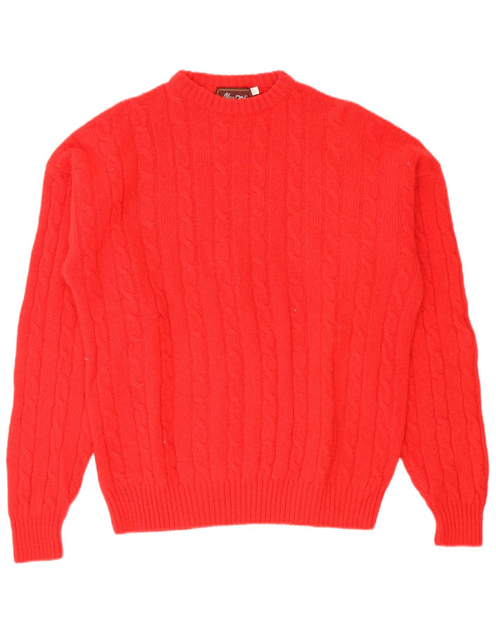 Suéter vintage masculino com gola redonda IT 50 lã vermelha média