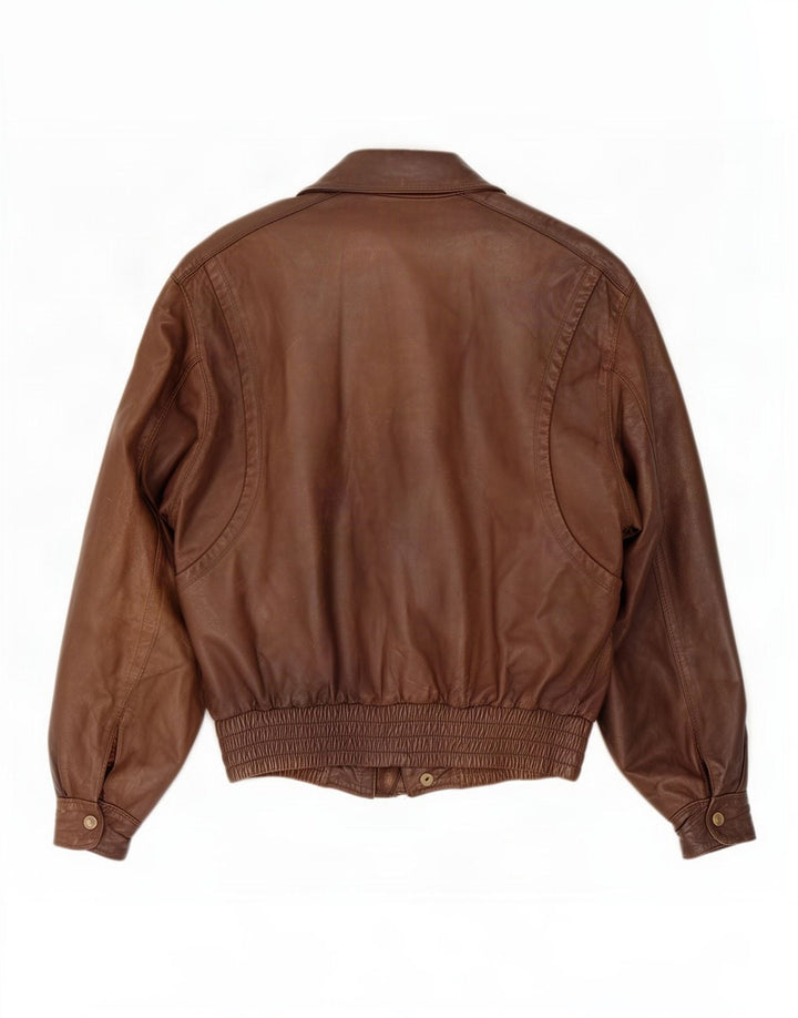 Jaqueta de couro masculina vintage UK 38 marrom médio
