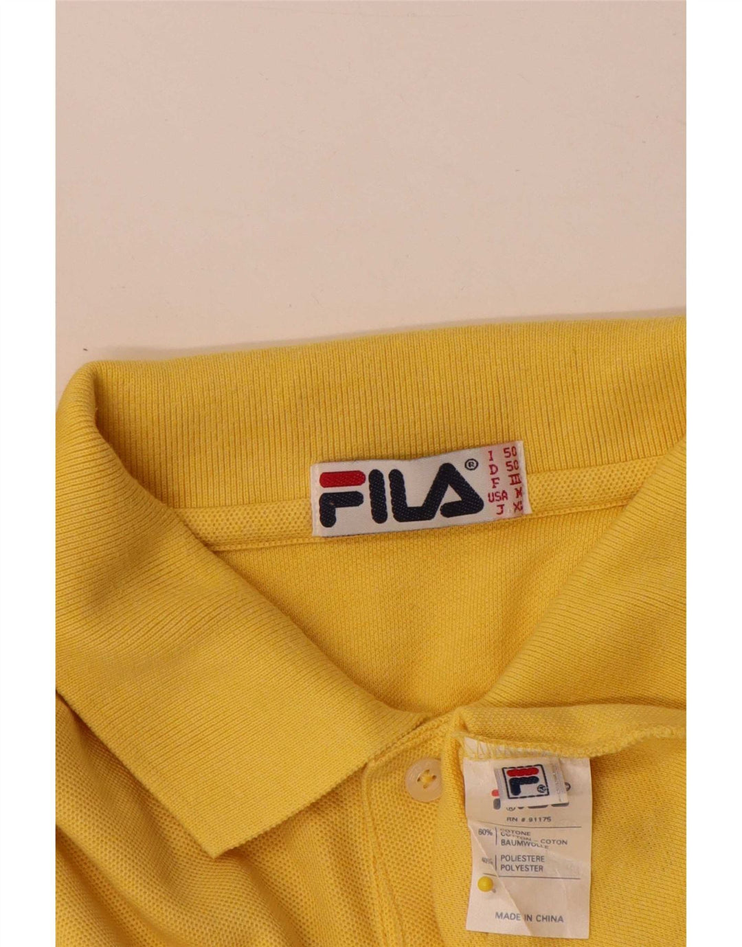 Camisa polo masculina Fila IT 50 algodão amarelo médio