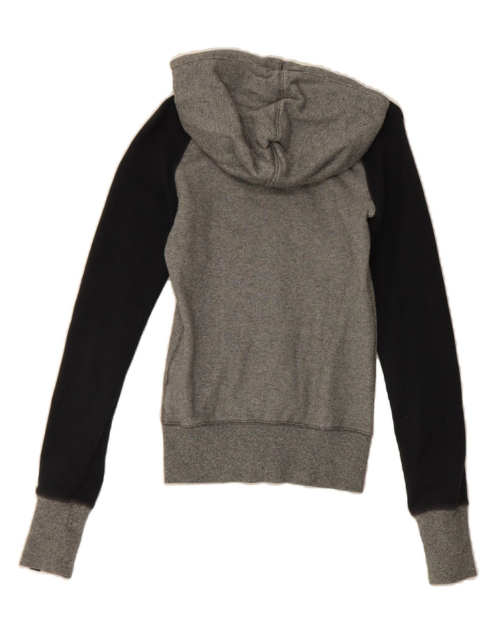 NIKE Womens Zip Hoodie Sweater UK 6 XS Grey Colourblock Cotton Vintage Nike and Second-Hand Nike from Messina Hembry 