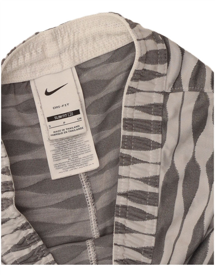 Nike Mens Dri Fit Slim Fit Sport Shorts Pequeno Cinza Geométrico Poliéster