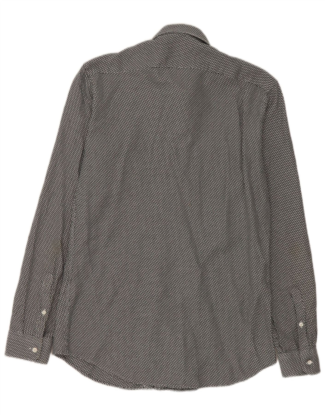 Camisa masculina Reiss Slim Fit médio preto Chevron algodão