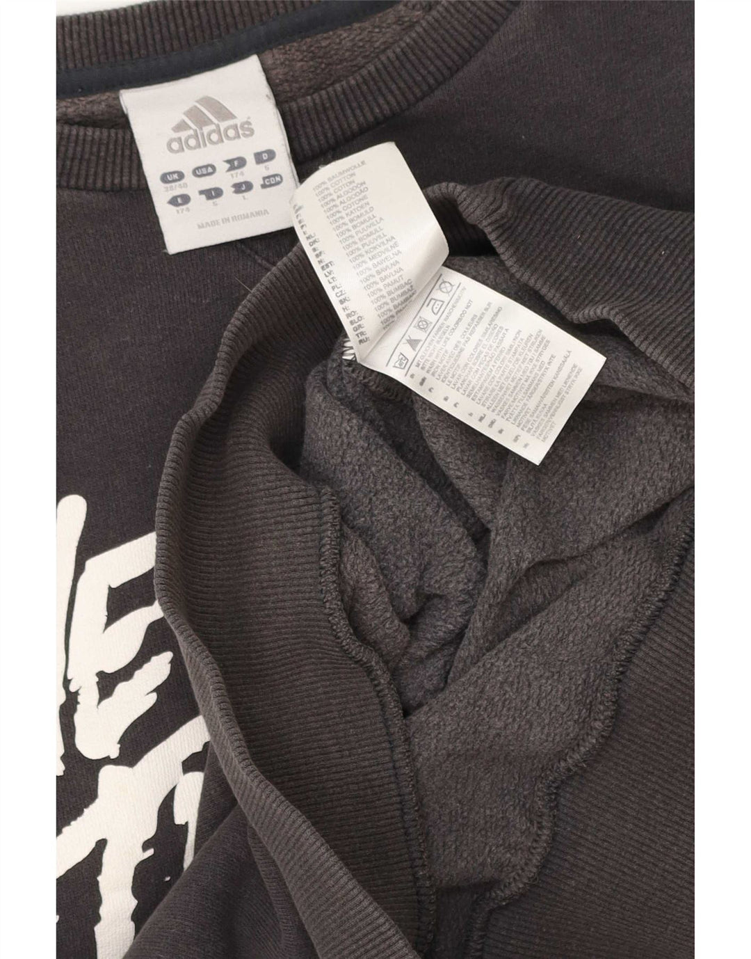 Adidas Mens Graphic Moletom Jumper UK 38/40 Médio Algodão Cinza