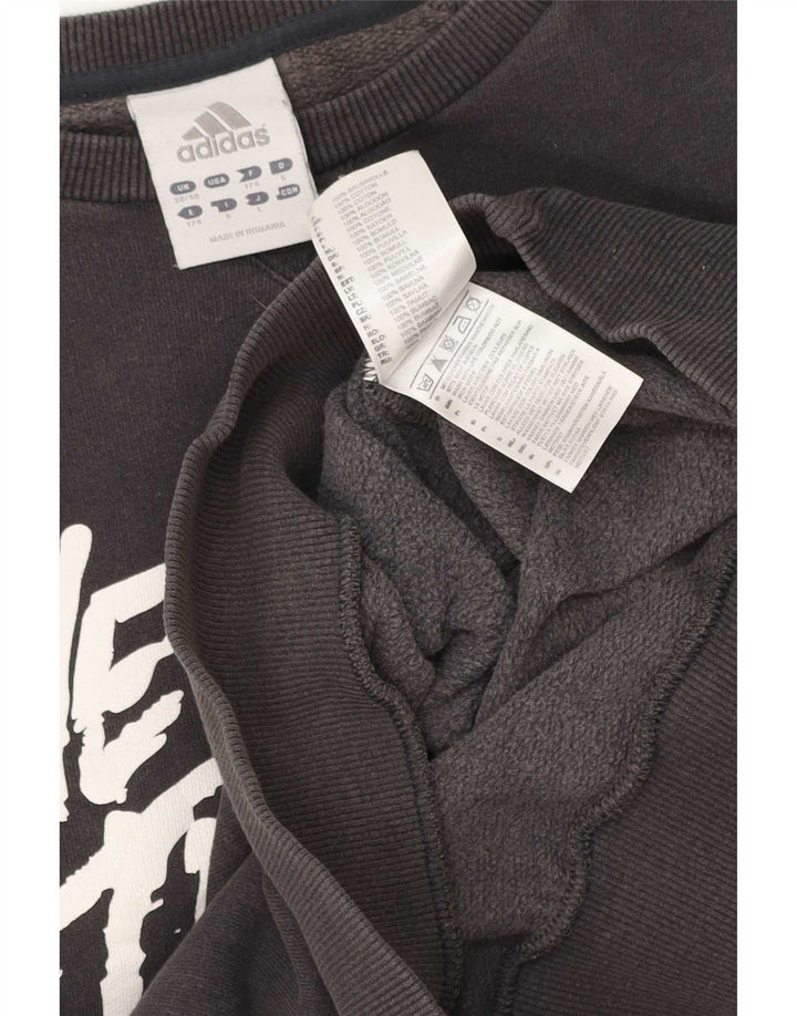 Adidas Mens Graphic Moletom Jumper UK 38/40 Médio Algodão Cinza