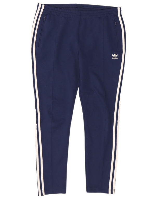 Calça de treino feminina Adidas UK 14 grande poliéster azul marinho