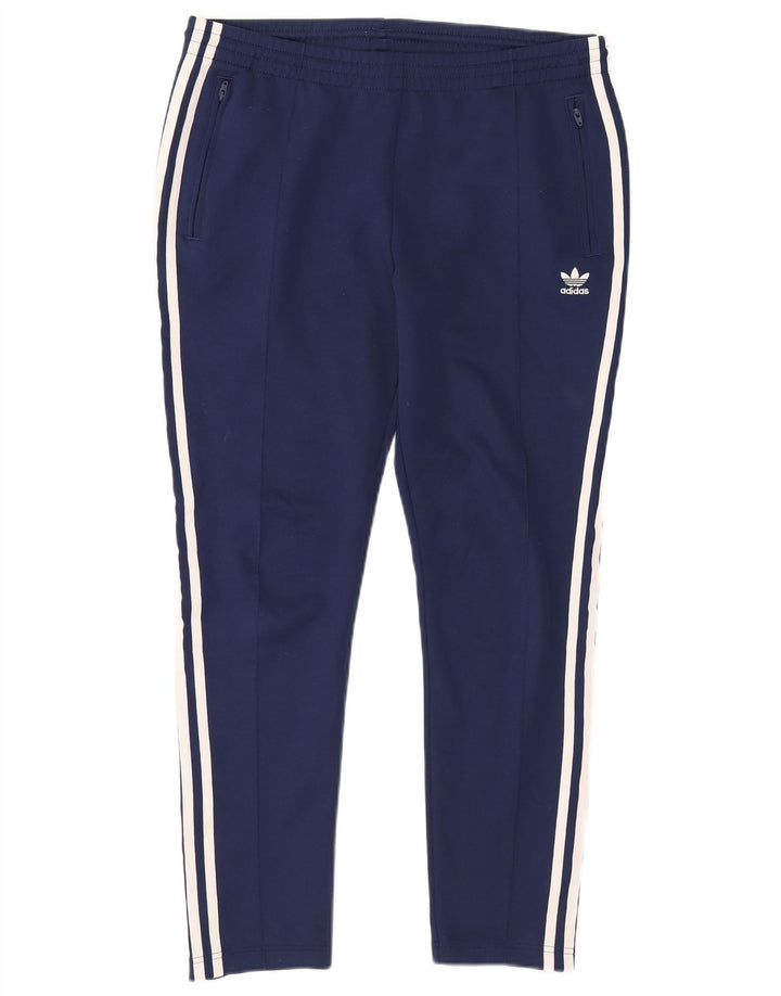 Calça de treino feminina Adidas UK 14 grande poliéster azul marinho