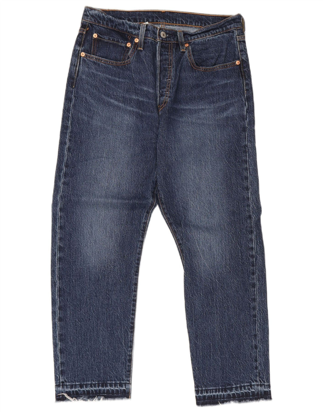 Calça jeans masculina Levi's 501 recortada W30 L26 azul algodão
