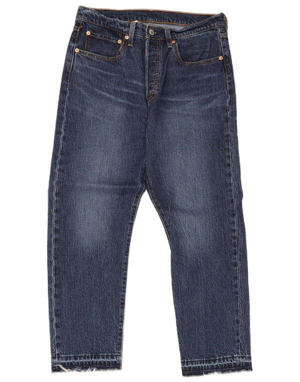Calça jeans masculina Levi's 501 recortada W30 L26 azul algodão