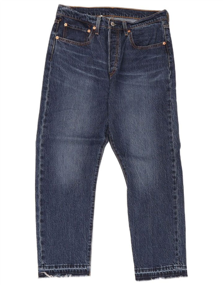 Calça jeans masculina Levi's 501 recortada W30 L26 azul algodão