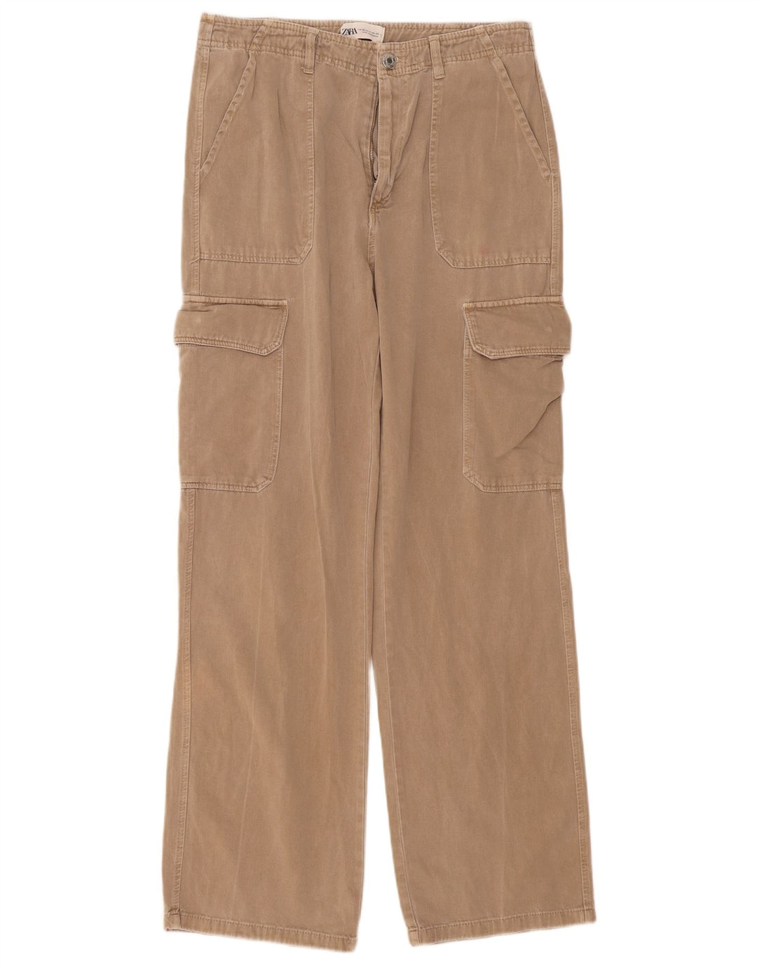 Calça cargo reta feminina Zara EU 40 médio W30 L31 bege