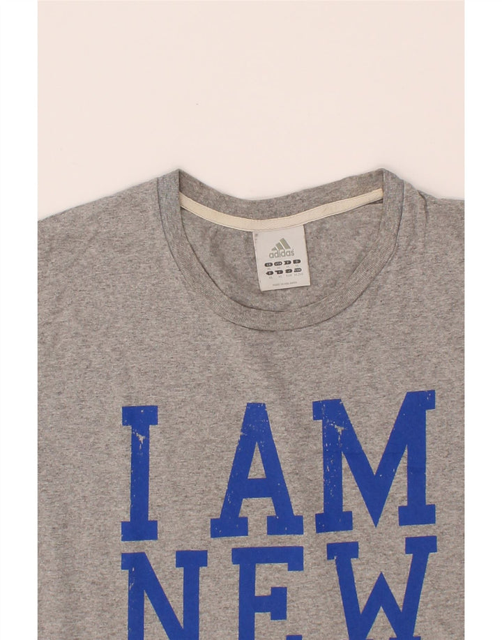 ADIDAS Mens Graphic T-Shirt Top XL Grey Cotton Vintage Adidas and Second-Hand Adidas from Messina Hembry 