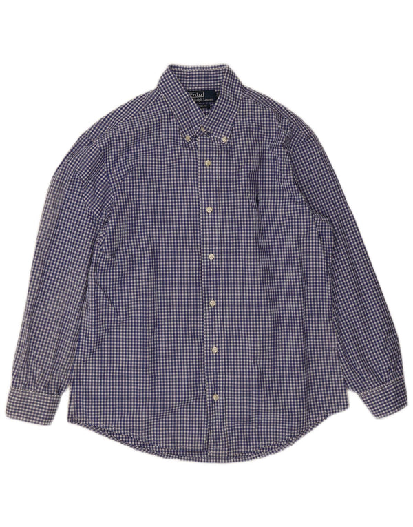 Polo Ralph Lauren Camisa masculina tamanho 39 15 1/2 médio azul marinho guingão