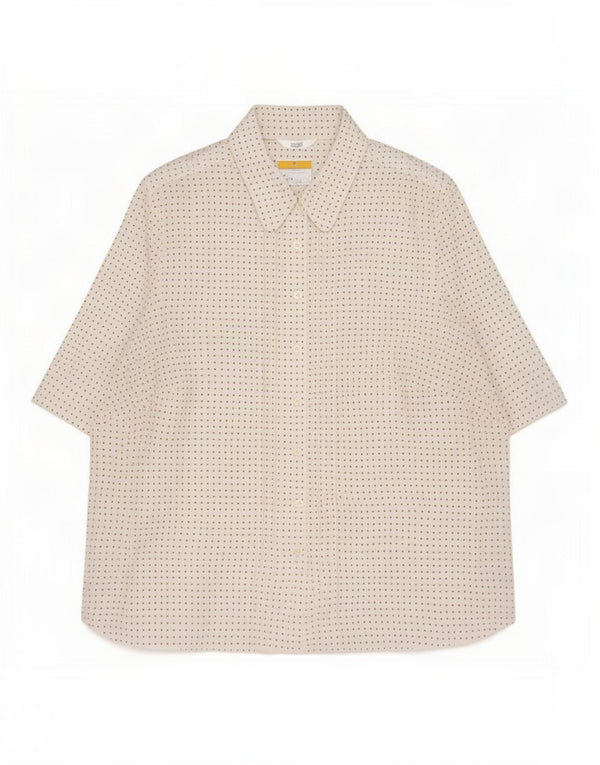 Blusa feminina de manga curta Marks & Spencer Reino Unido 24 4XL branca manchada