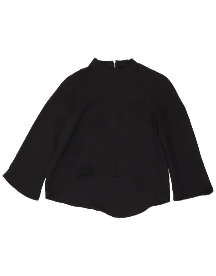 Zara blusa feminina manga 3/4 top Reino Unido 14 grande preto