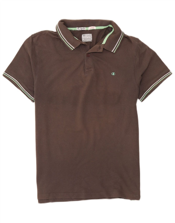 Camisa polo masculina Champion Heritage Fit grande cinza